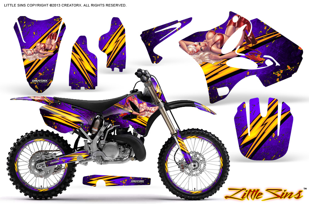 Yamaha YZ125-YZ250 02-12 Graphics Kit Little Sins Purple NP Rims